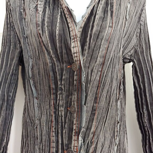 Womens Crepe Faded Grunge Rocker Steampunk Regency Victorian Vampire Shirt L - Picture 6 of 14